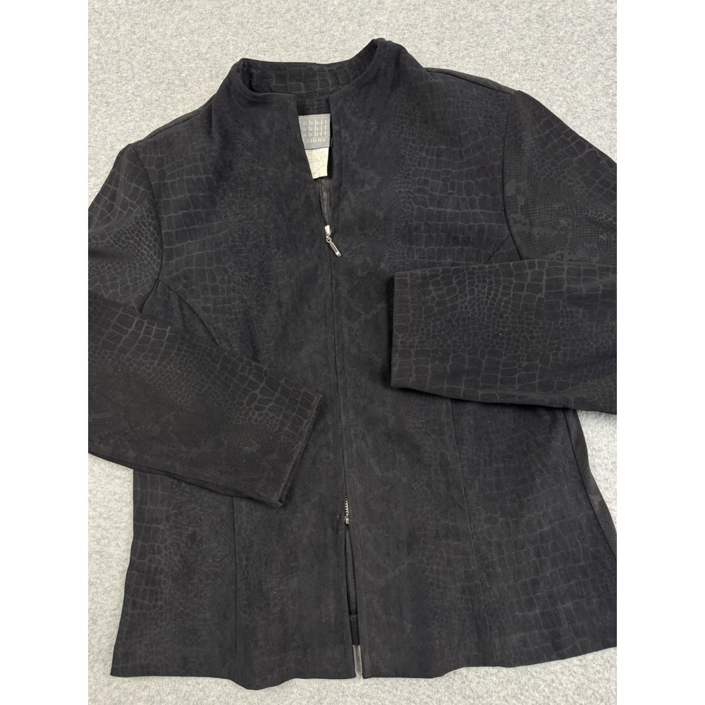 VTG Rabbit Designs Reptile Print Jacket Womens 12 Poly Blend Full Zip Goth Retro